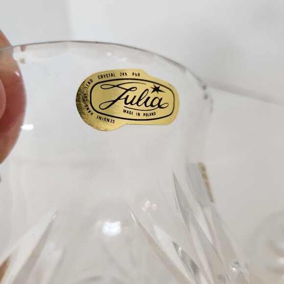 Vintage Julia Crystal 24% Lead Cut Glass Candle Holder/vase 11" Made in Poland - Picture 5 of 8